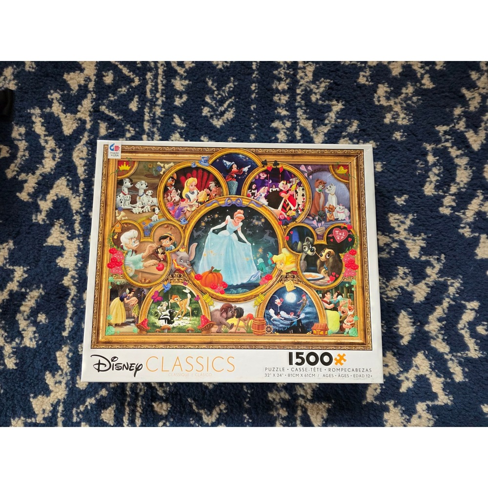 Disney Classics Puzzle 1500pc Gold New Cinderella Alice Bambi Dumbo USA Made